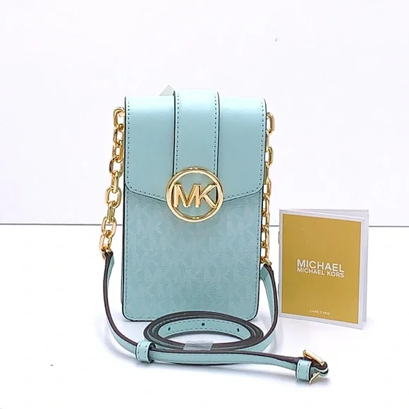 MICHAEL KORS CARMEN SMALL NORTH SOUTH XBODY FAIR AQUA SIGNATURE COLOR - Picture 2 of 16